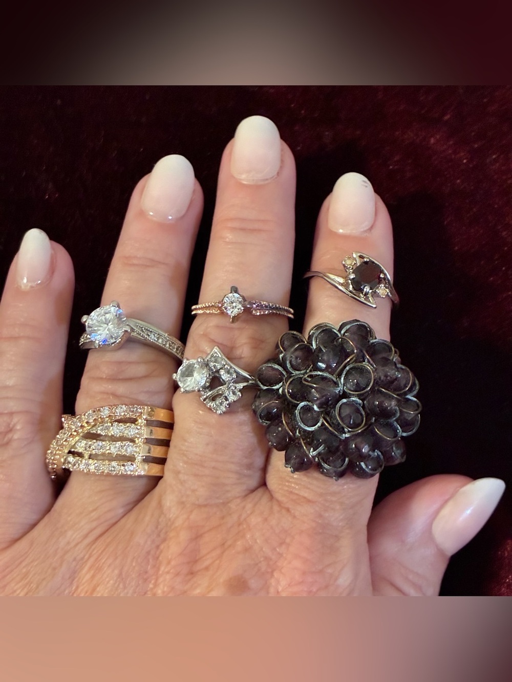 Mixed Lot 6 Women’s Fashion Costume Rings Gold & Silver Tone Mixed Styles Size 9